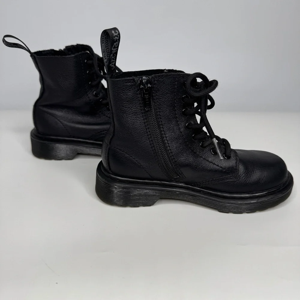 Dr Martens Boots Kids 12 Black 1460 Pascal Mono Junior Combat Leather Side Zip